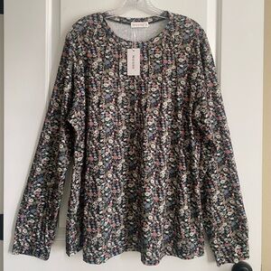 NWT MOSHU (Amazon) Crewneck Pleated Front Tunic Top multi-colored floral - 2XL
